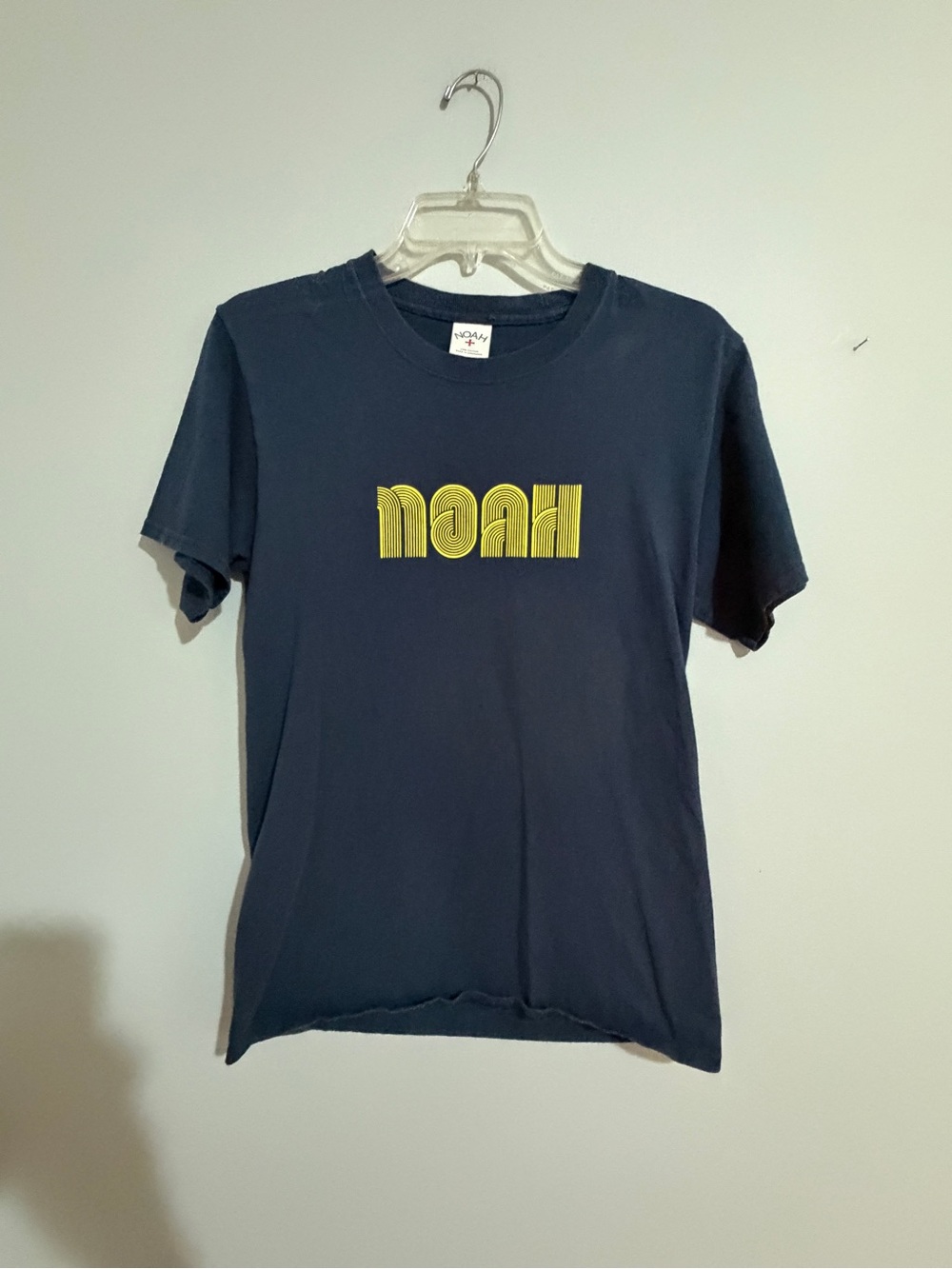 Noah NYC Navy Tee with Yellow Logo- Small